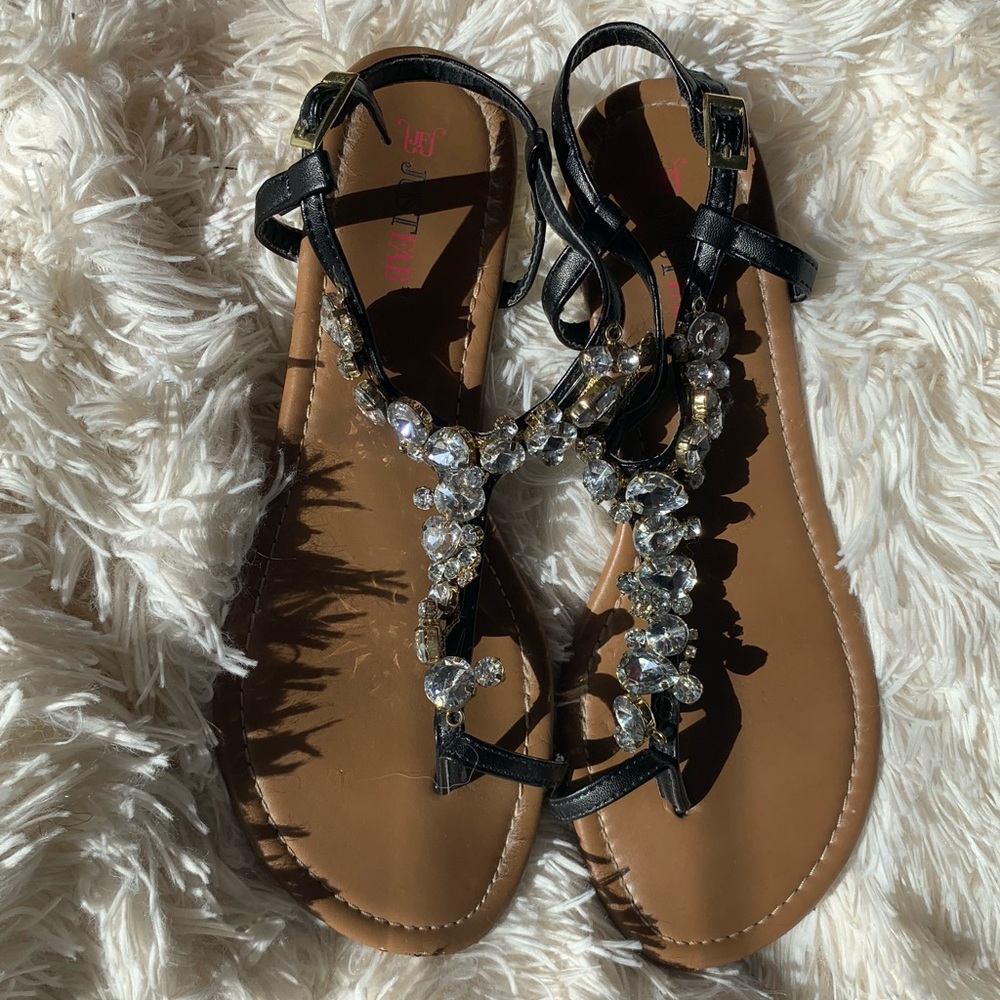 Crystal and gold embellished flats